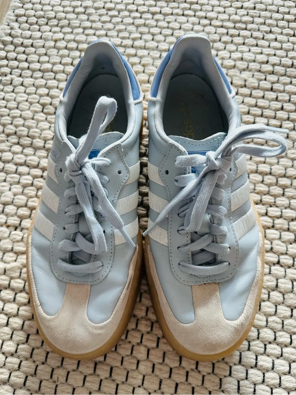 Adidas Sambae Halo Blue/off white/ blue sparkle in size 8 - Picture 2 of 7